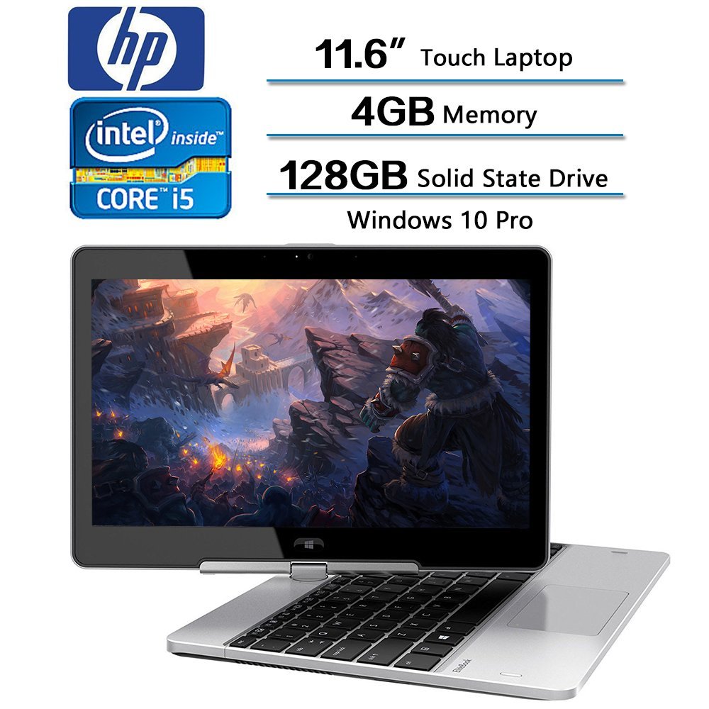 HP EliteBook Revolve Flagship Laptop, Pantalla táctil ultrafina de 11,6 pulgadas, Pantalla LED ultradelgada, Intel Core i5-5200 2.2GHz, SDRAM DDR3 de 4GB, Unidad de estado sólido de 128GB, Windows 10 pro